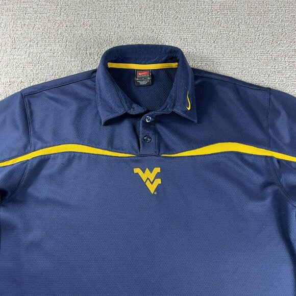 Vintage Nike West Virginia Polo Shirt Blue Yellow Men’s Size Large - Picture 2 of 7